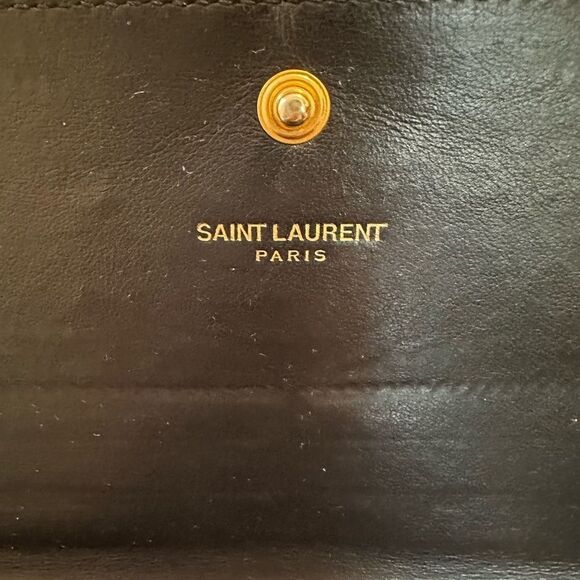 YSL dark navy crocodile embroidered leather long wallet - Picture 15 of 16